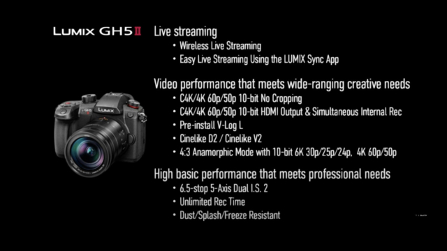 Les principales performances du nouveau Panasonic Lumix GH5 M2